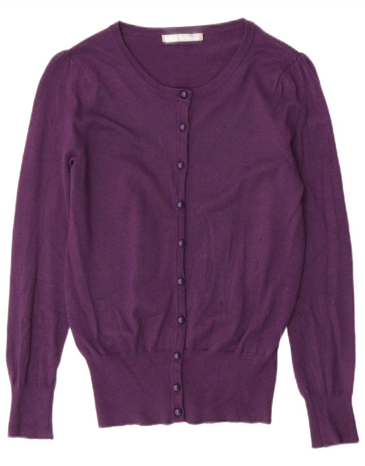 Maglione cardigan da donna Marks & Spencer UK 8 piccolo viscosa viola