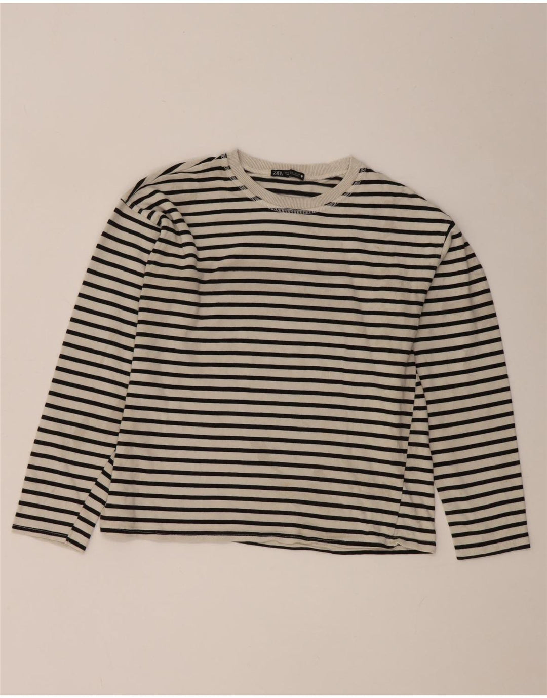 Top Zara da donna a maniche lunghe UK 10 Small White Striped