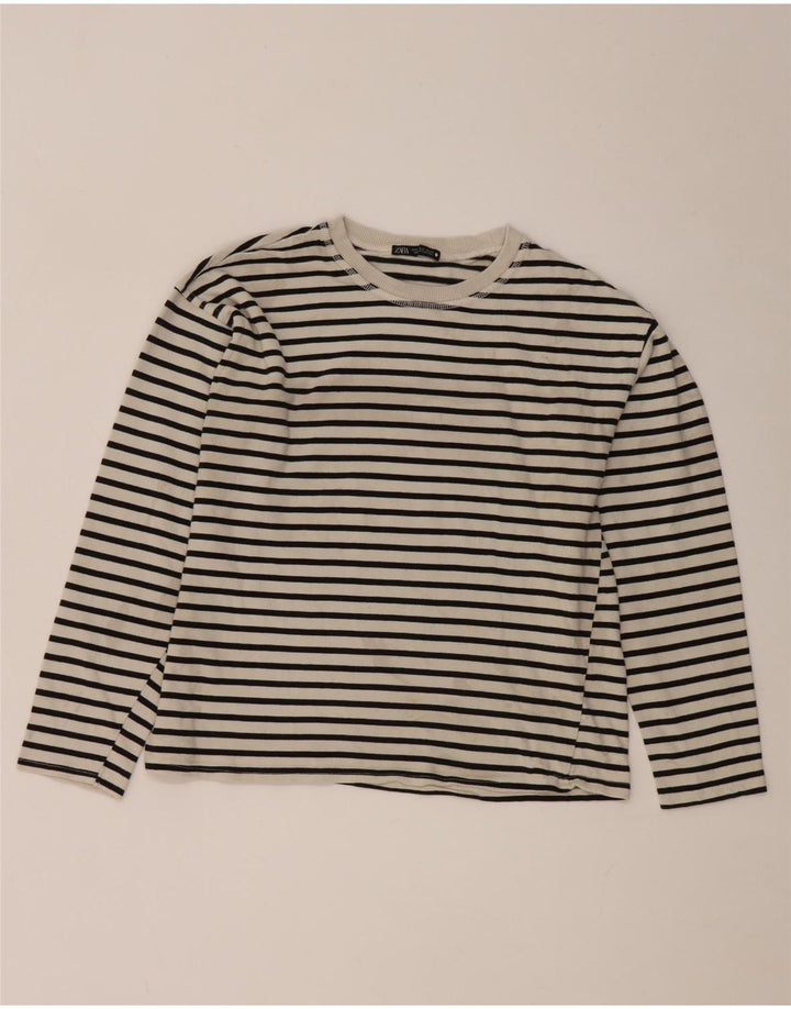 Top Zara da donna a maniche lunghe UK 10 Small White Striped