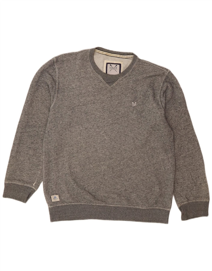 Crew Clothing Felpa da uomo Maglione Cotone chiazzato grigio medio