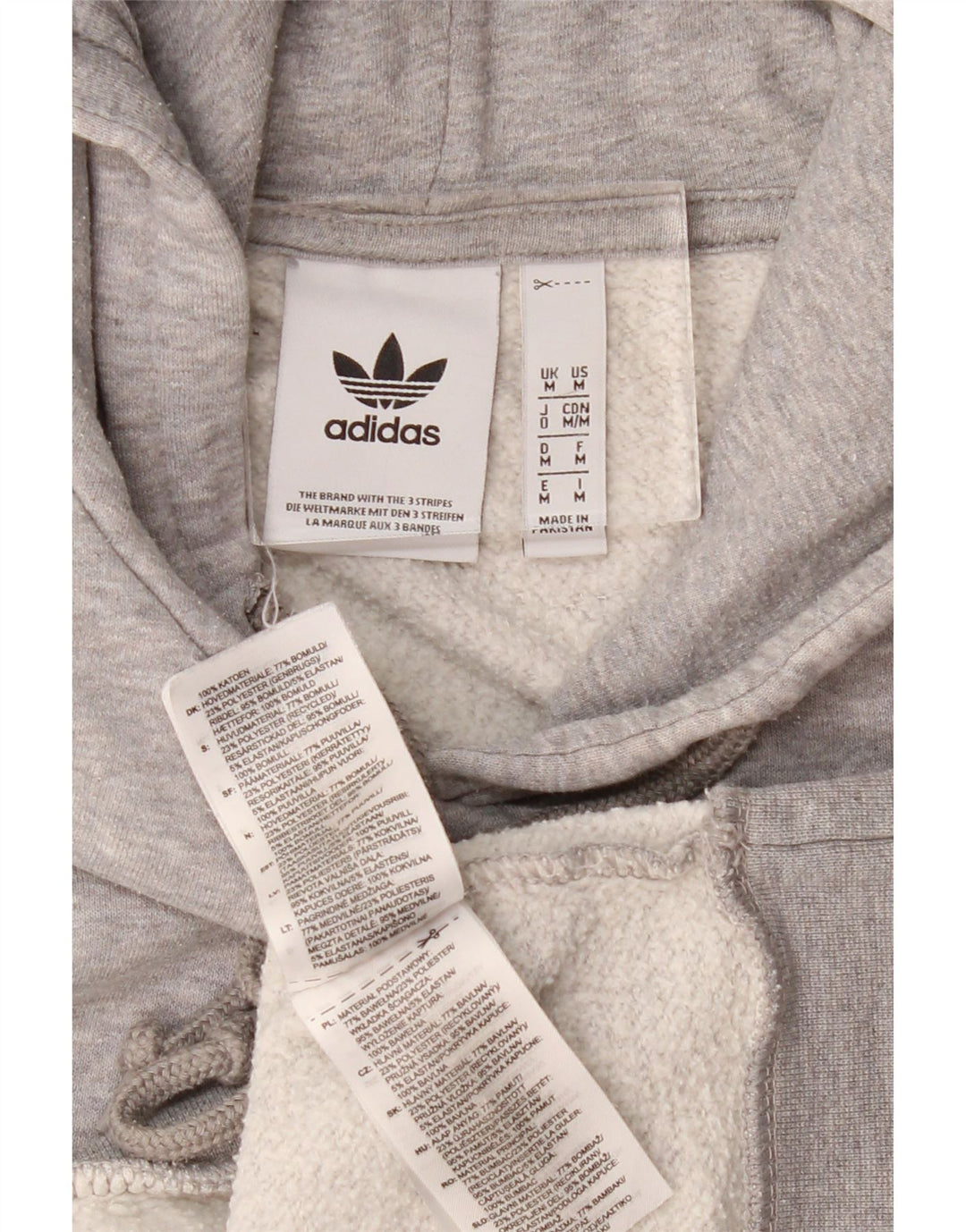 Felpa con cappuccio da uomo Adidas in cotone chiazzato grigio medio