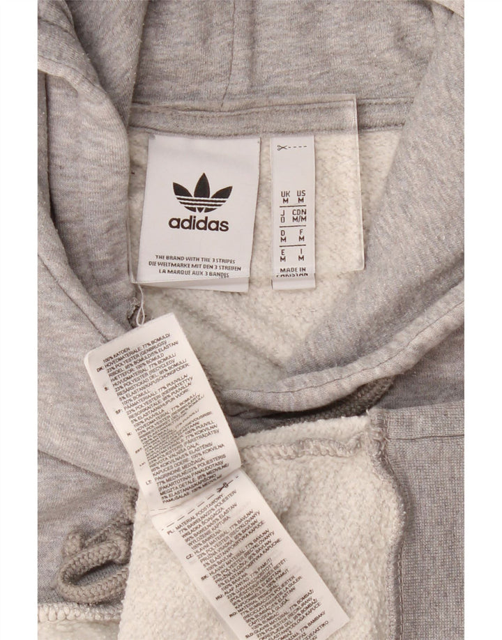 Felpa con cappuccio da uomo Adidas in cotone chiazzato grigio medio