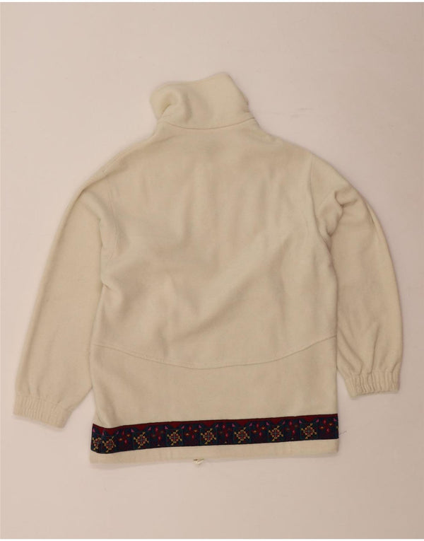 Maglione in pile da donna con collo e zip grafica FILA IT 46 Large Off White geometrico