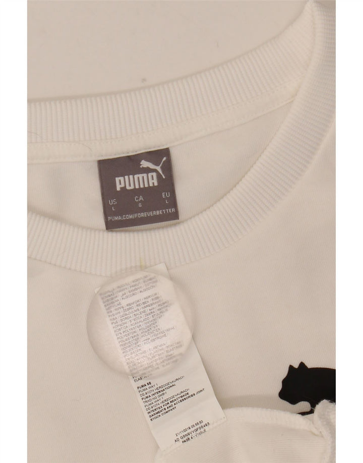 Felpa grafica da uomo Puma Maglione grande bianco in poliestere