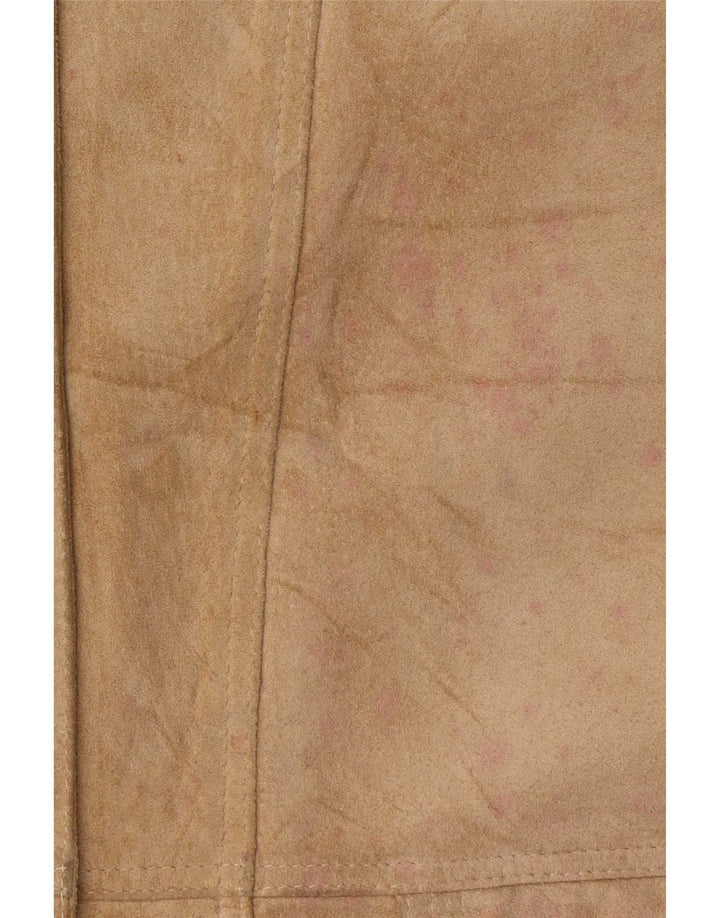 Giacca oversize da donna in pelle scamosciata Michel IT 44 in pelle beige medio