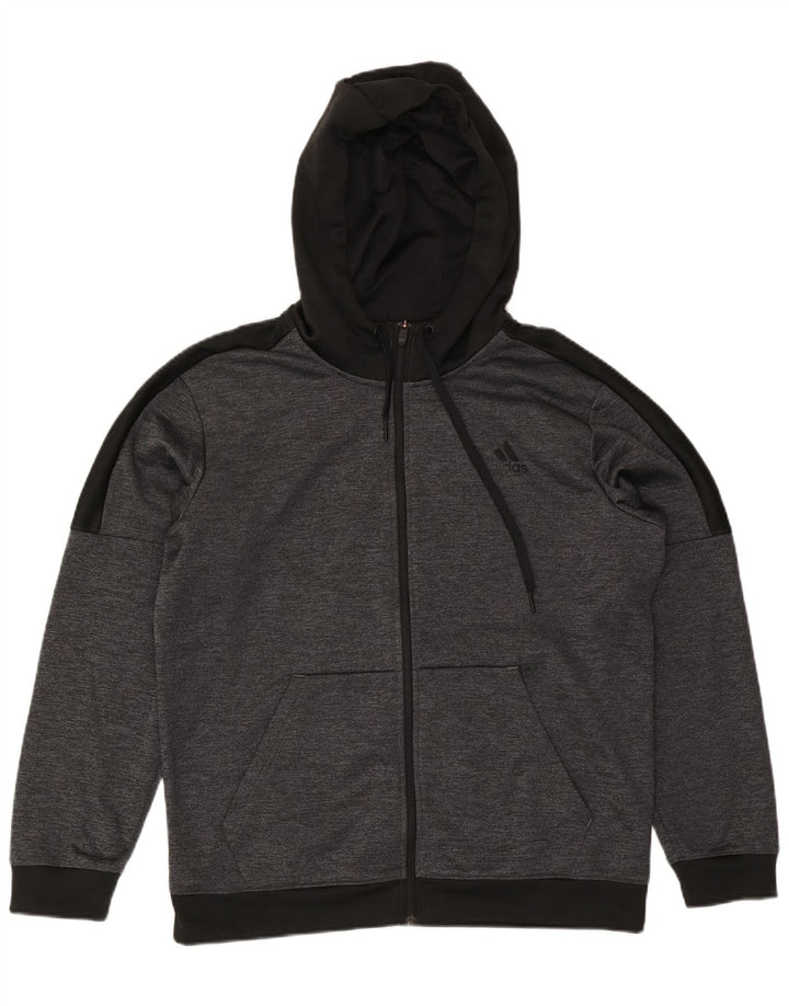 Maglione con cappuccio e zip da uomo Adidas Large in poliestere color block grigio