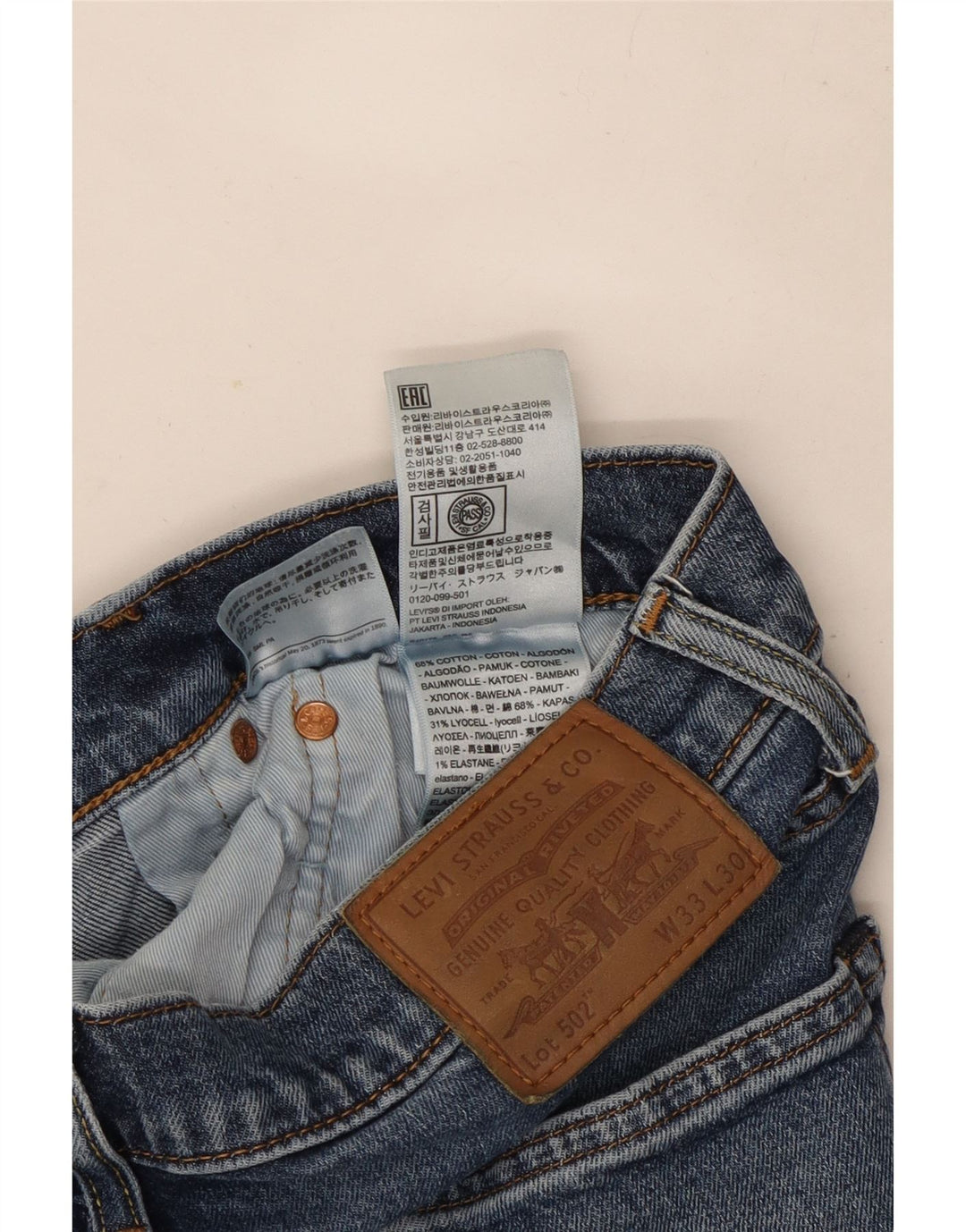 Levi's Uomo 502 Jeans affusolati W33 L30 Cotone blu