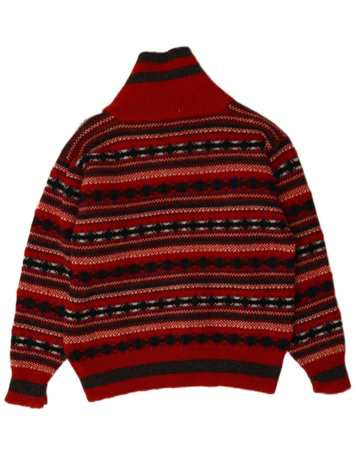 PRINCIPLES Maglione da donna con collo a scialle UK 14 Medio Rosso Fair Isle