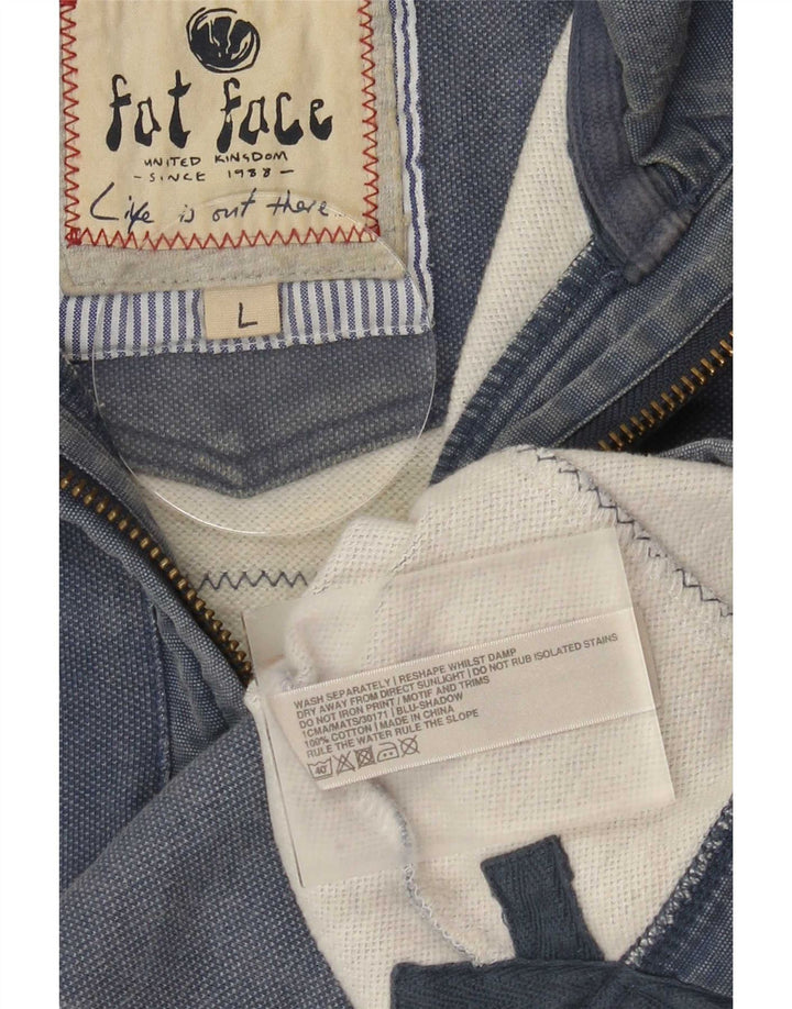 Felpa da uomo con collo con zip grafica Fat Face, maglione grande, cotone blu
