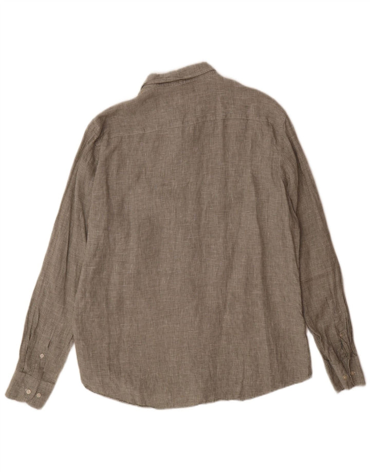 Camicia Uomo Massimo Dutti XL Lino Pied De Poule Verde