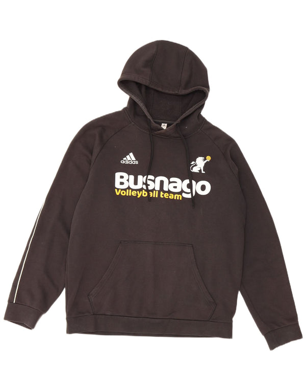 Felpa con cappuccio grafica da uomo Adidas Large in cotone nero