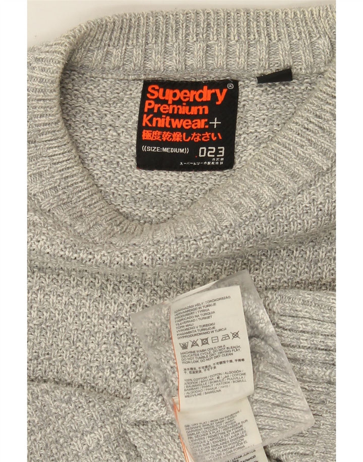 Maglione maglione girocollo da uomo Superdry in cotone grigio medio