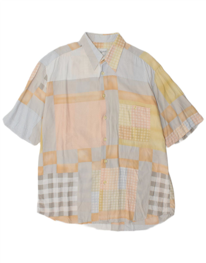 PAL ZILERI Camicia Uomo Manica Corta Large Patchwork in Viscosa Multicolore