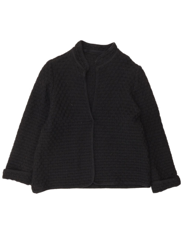 Maglione cardigan da donna vintage UK 12 lana nera media