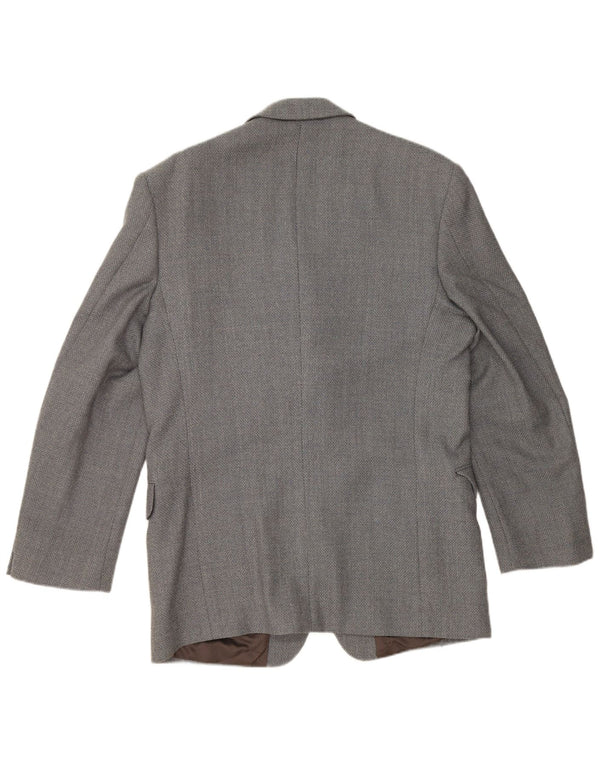 JAEGER Mens Longline 3 Button Blazer Jacket IT 50 Large Blue Wool