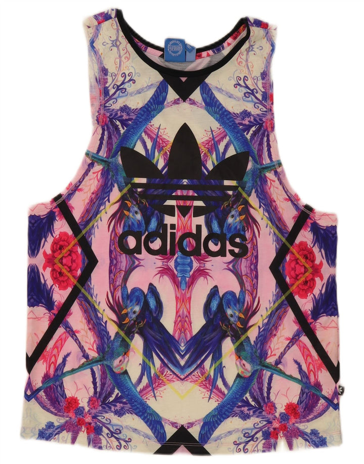 Canotta grafica da donna Adidas UK 8 piccola in poliestere multicolore