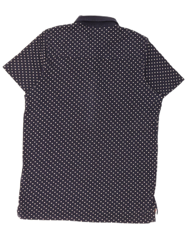 Polo da uomo a maniche corte Tommy Hilfiger 2XL cotone screziato blu navy