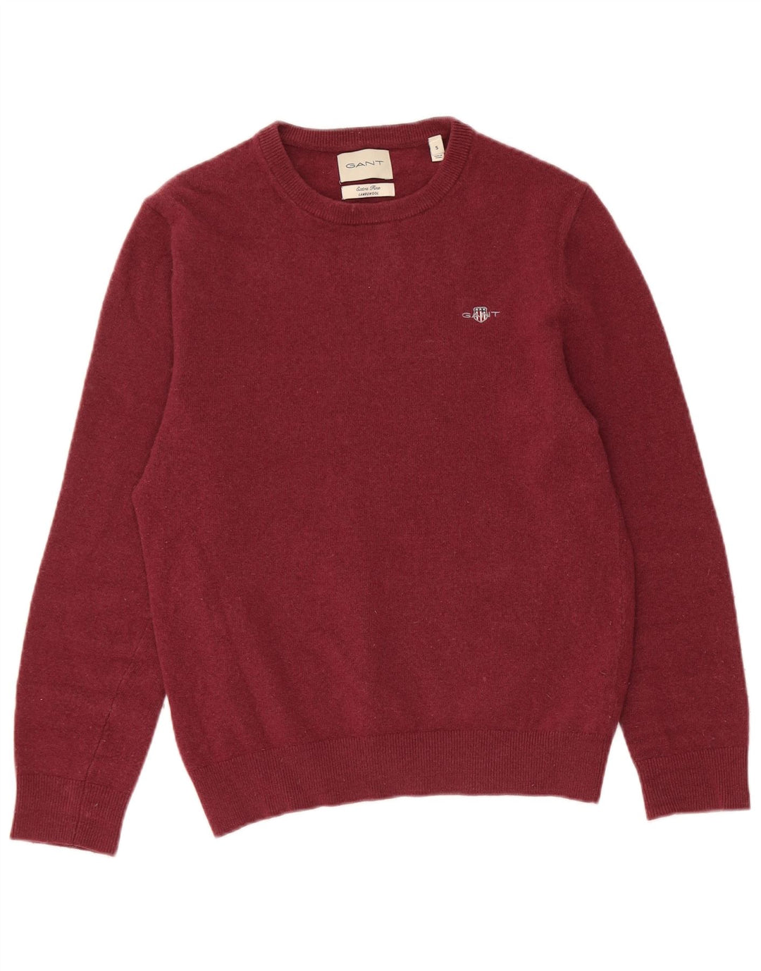 Gant Maglione girocollo da uomo in lana d'agnello bordeaux piccolo