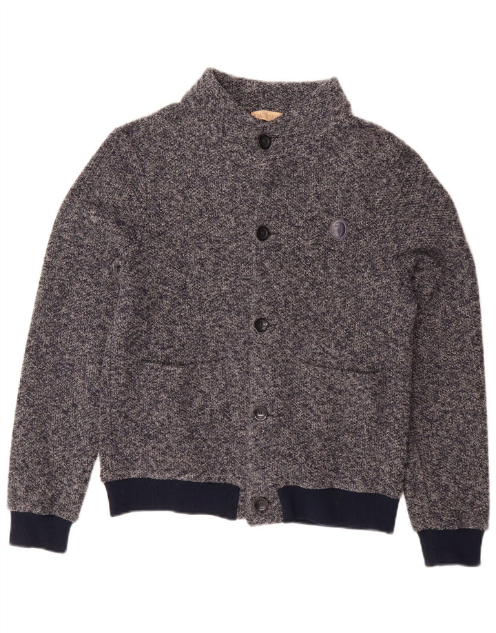 TRUSSARDI JUNIOR Boys Knit Bomber Jacket 11-12 Years Navy Blue Flecked