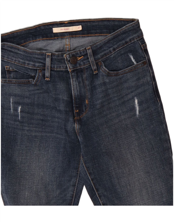 LEVI'S Jeans skinny effetto consumato 711 da donna W27 W27 in cotone blu