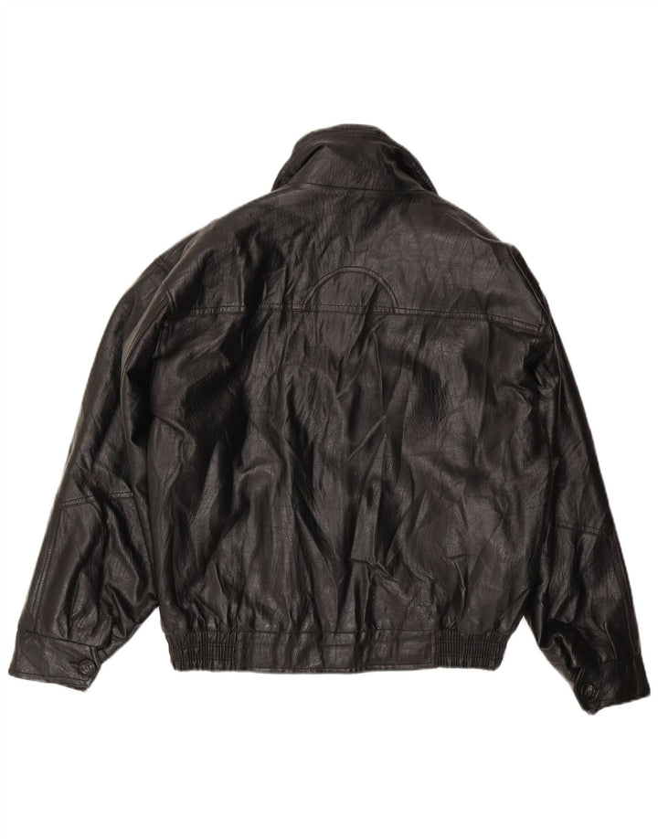 Giacca in pelle vintage da uomo UK 38 media nera
