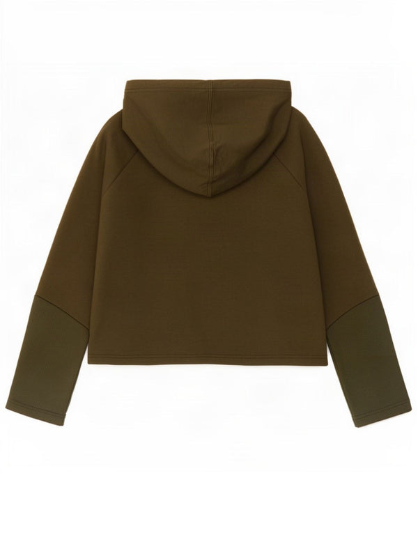 Maglione con cappuccio oversize corto da donna Puma UK 10 piccolo cotone verde