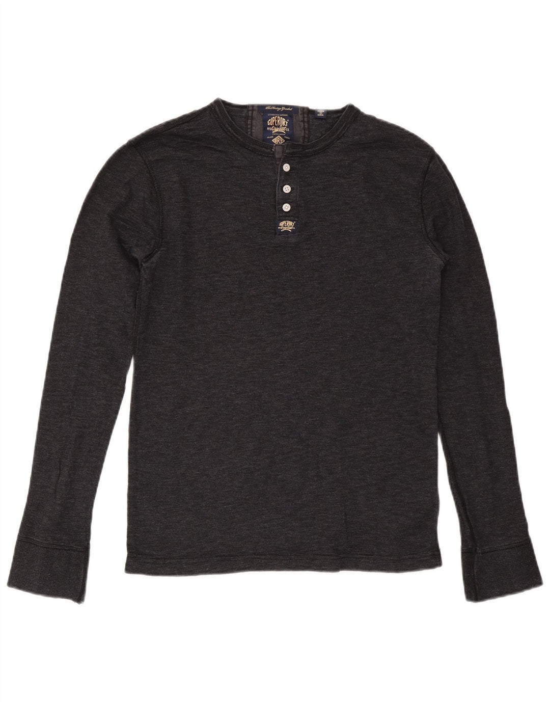 Top da uomo a maniche lunghe SUPERDRY in cotone grigio medio