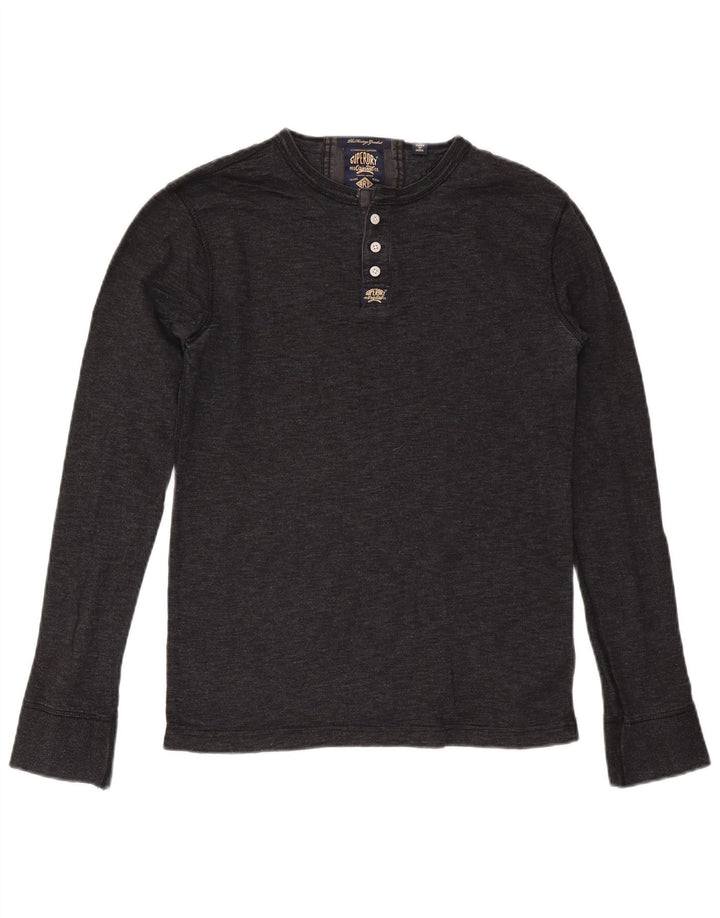 Top da uomo a maniche lunghe SUPERDRY in cotone grigio medio