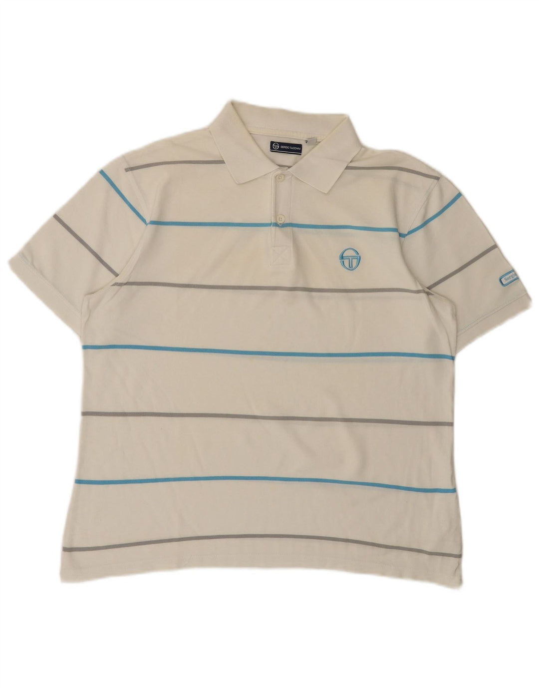 Polo Uomo Sergio Tacchini Maglia Grande in Cotone a Righe Bianche