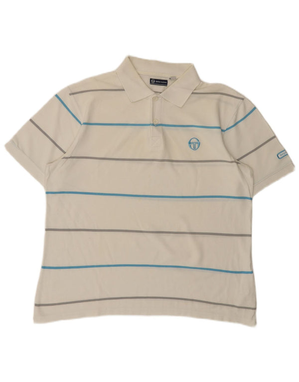 Polo Uomo Sergio Tacchini Maglia Grande in Cotone a Righe Bianche