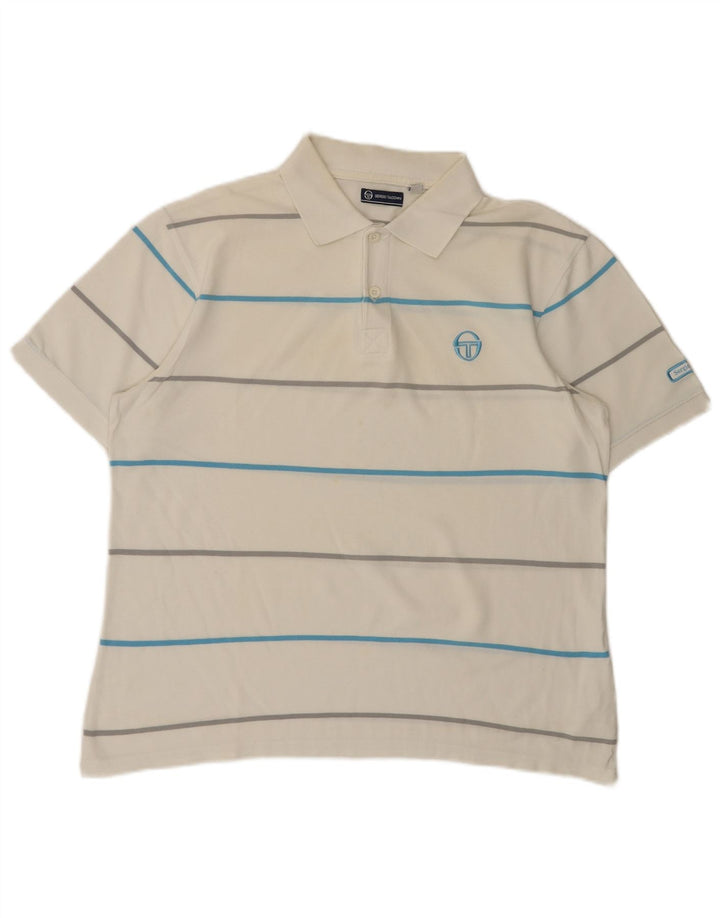 Polo Uomo Sergio Tacchini Maglia Grande in Cotone a Righe Bianche