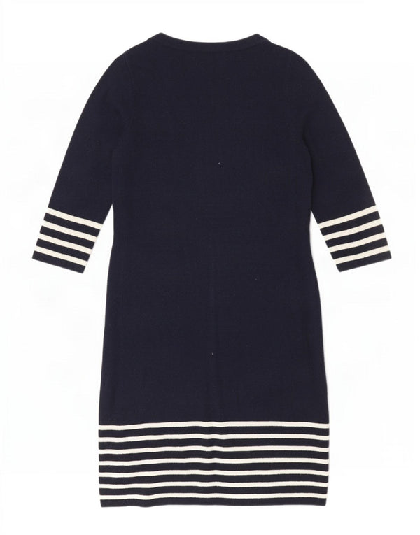 Laura Ashley Abito maglione da donna con maniche a 3/4 UK 12 Medio a righe blu navy