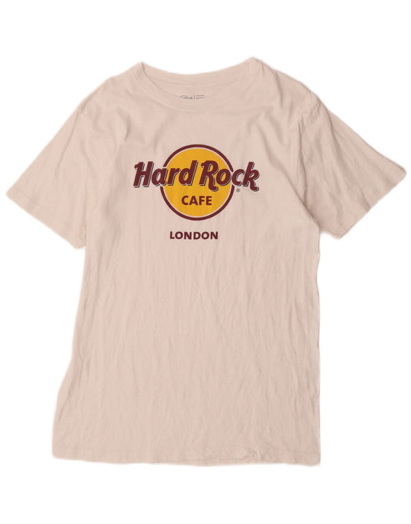 HARD ROCK CAFE T-shirt grafica da uomo di Londra, cotone bianco medio