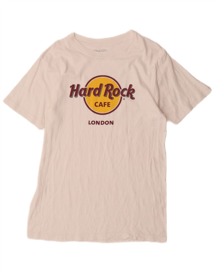 HARD ROCK CAFE T-shirt grafica da uomo di Londra, cotone bianco medio