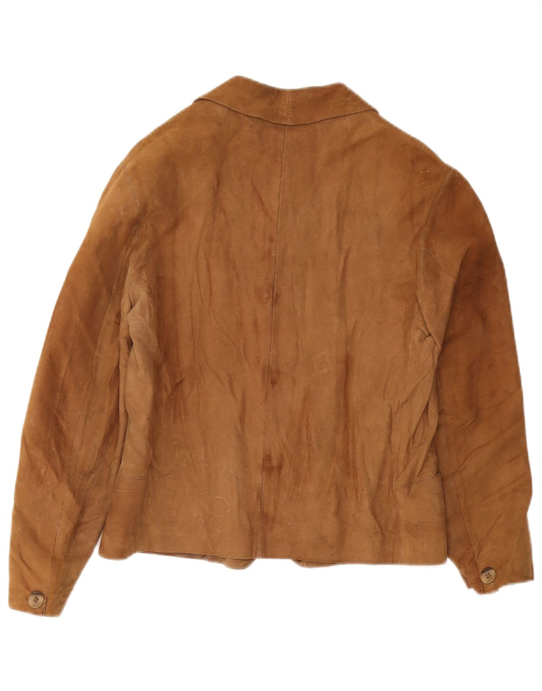 Giacca blazer vintage da donna in pelle scamosciata a 3 bottoni UK 12 Marrone medio