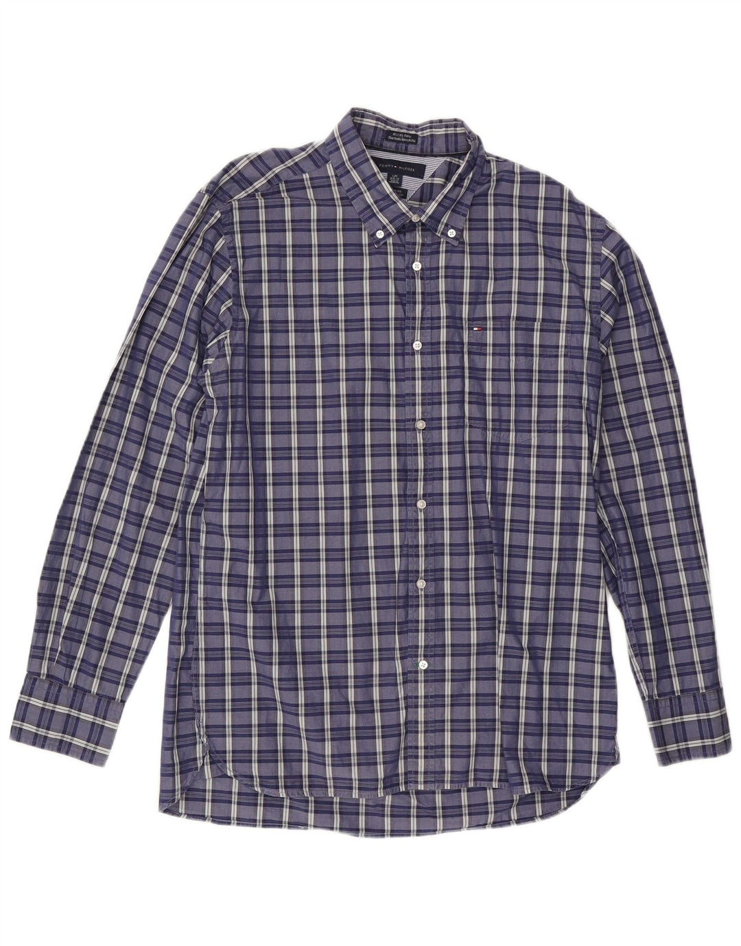 TOMMY HILFIGER Camicia da uomo su misura taglia 16 1/2 grande quadri blu