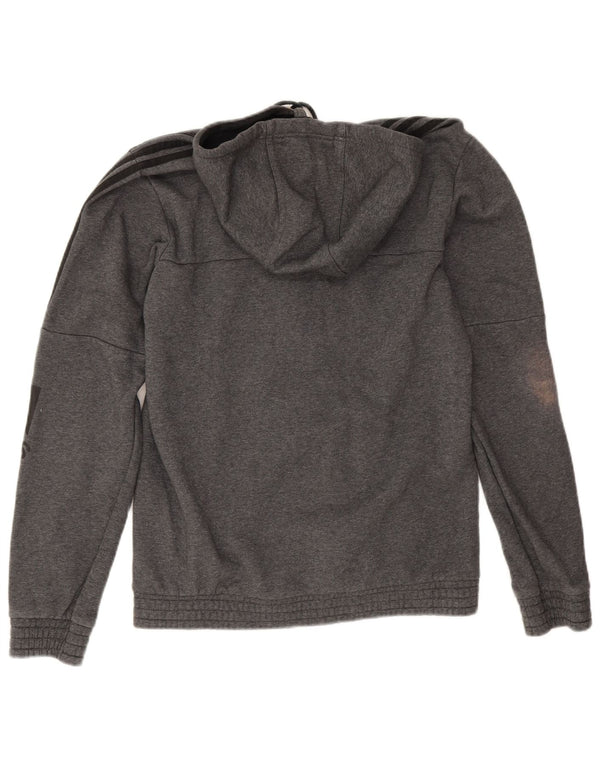 Maglione con cappuccio e zip grafica da uomo Adidas piccolo in cotone chiazzato grigio
