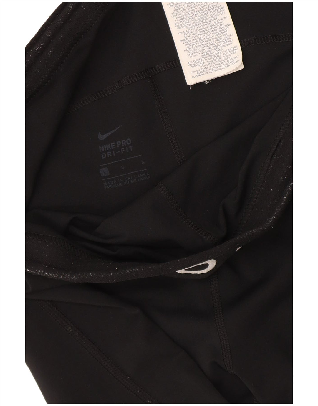 Leggings grafici Nike Dri Fit Crop da donna UK 14 Large Nero Poliestere