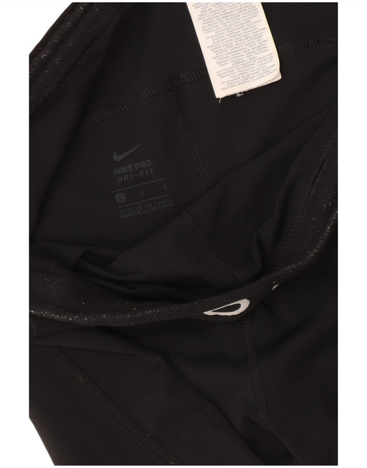 Leggings grafici Nike Dri Fit Crop da donna UK 14 Large Nero Poliestere
