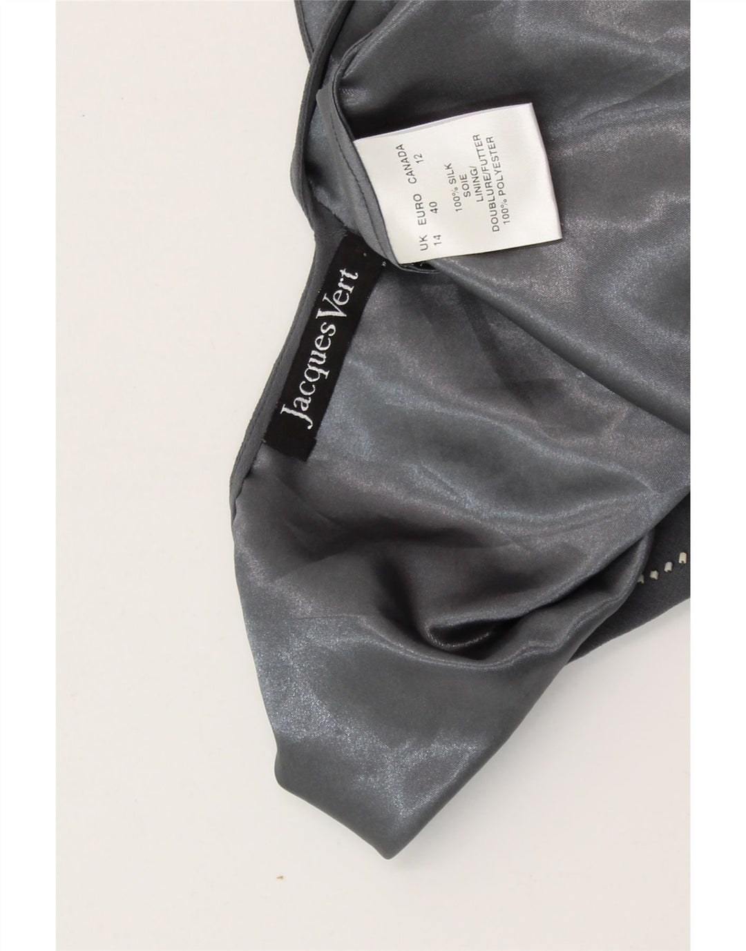 JACQUES VERT Abito lungo senza maniche da donna UK 14 Grande seta floreale grigia