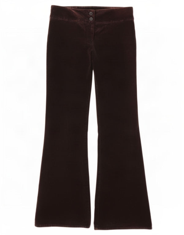 Pantaloni casual svasati in velluto da donna Topshop UK 10 piccoli W28 L31 marrone