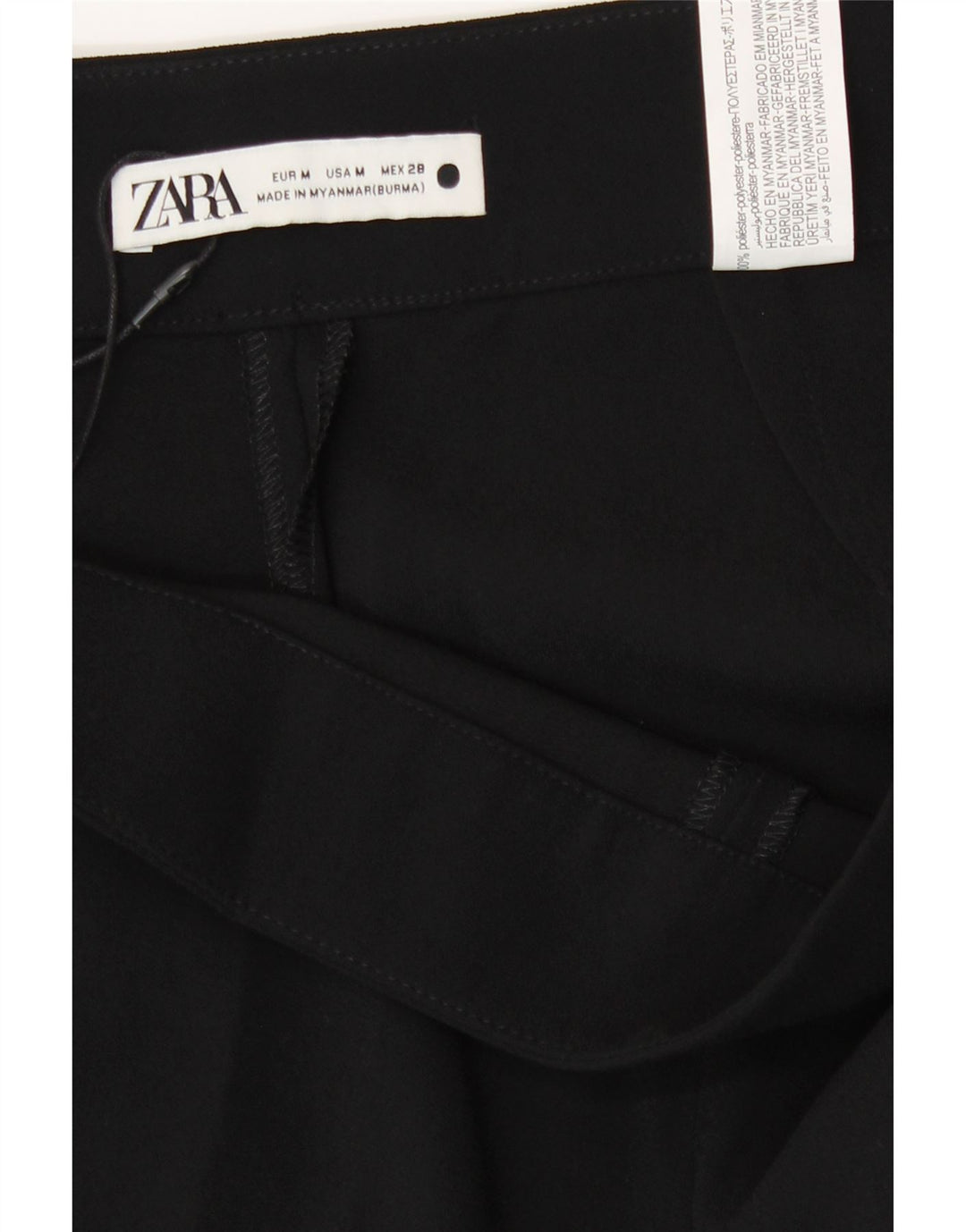 Pantaloni casual a gamba larga da donna Zara medi W30 L33 poliestere nero