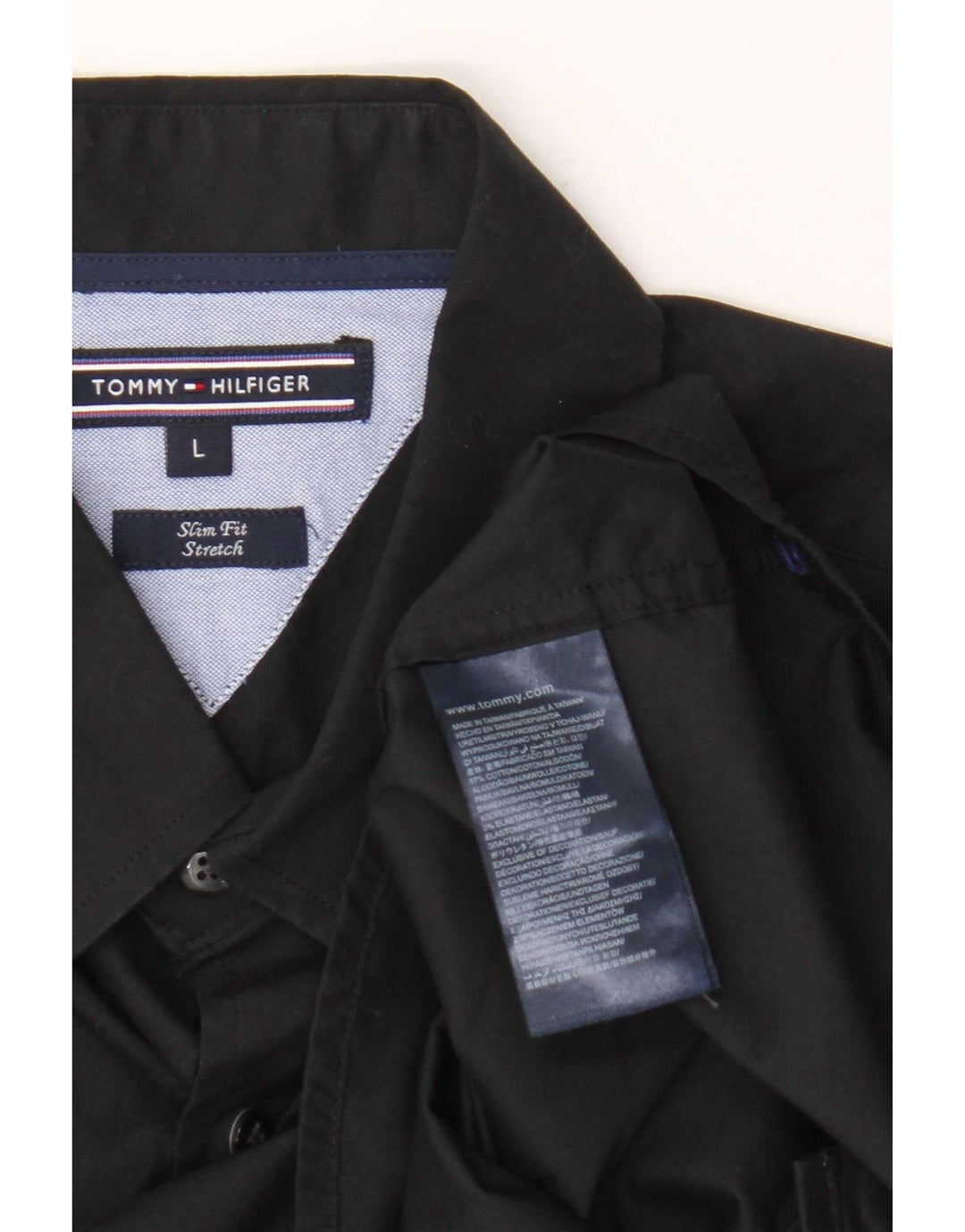 Camicia da uomo slim fit elasticizzata Tommy Hilfiger grande cotone nero