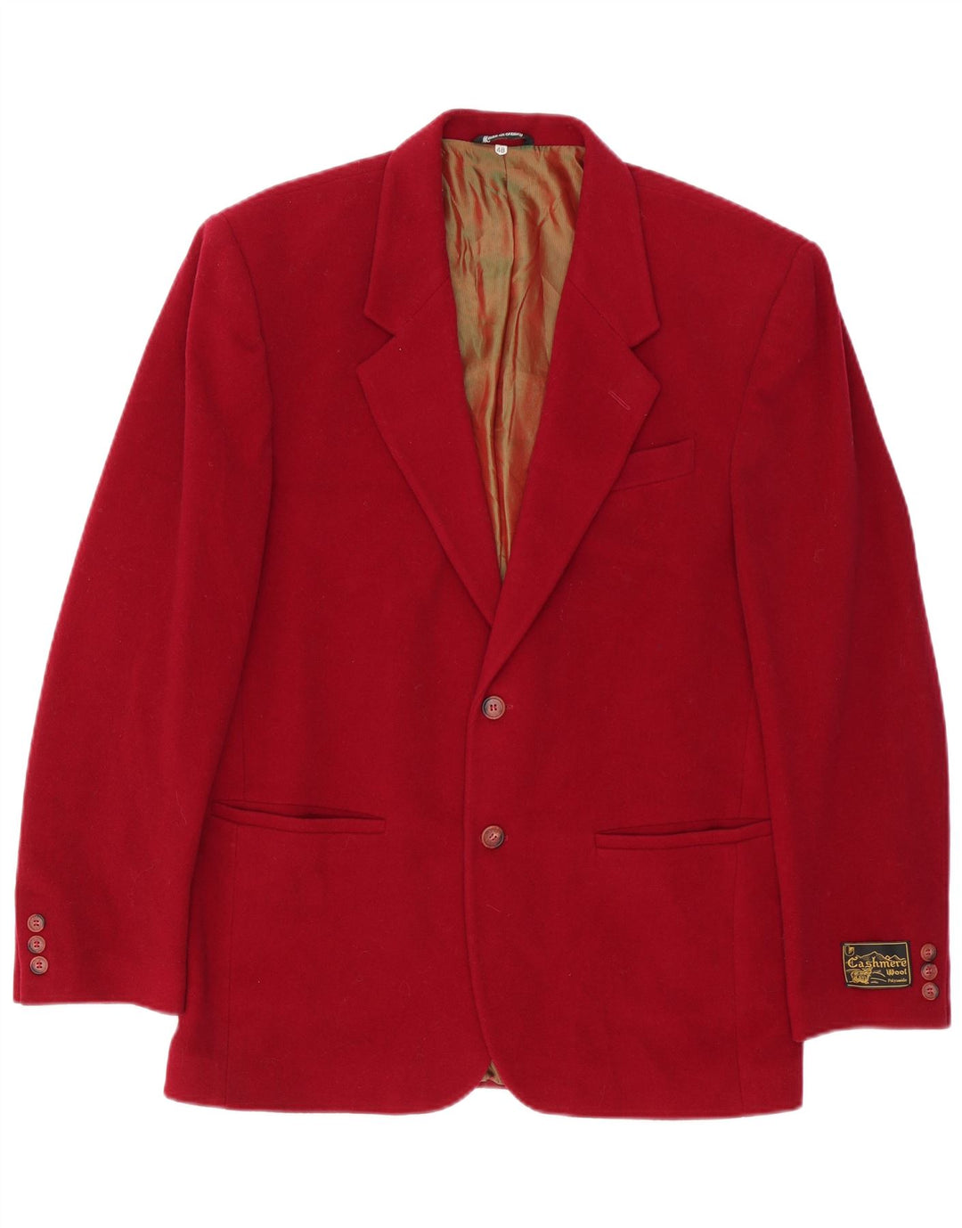 Giacca blazer vintage da uomo a 2 bottoni IT 48 lana rossa media