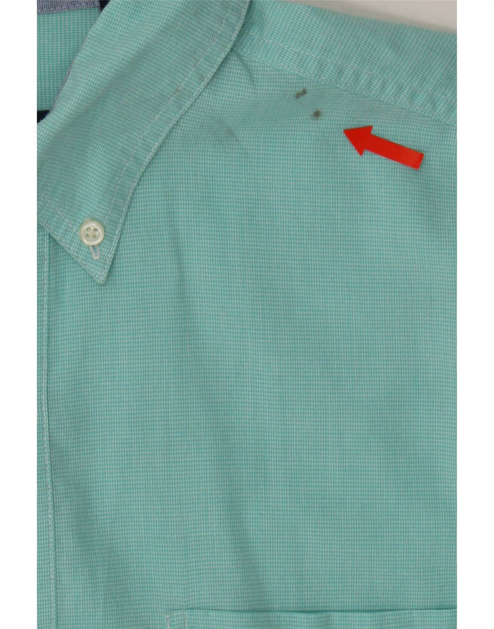 CHAPS Mens Easy Care Shirt Medium Turquoise Check Cotton Vintage Chaps and Second-Hand Chaps from Messina Hembry 
