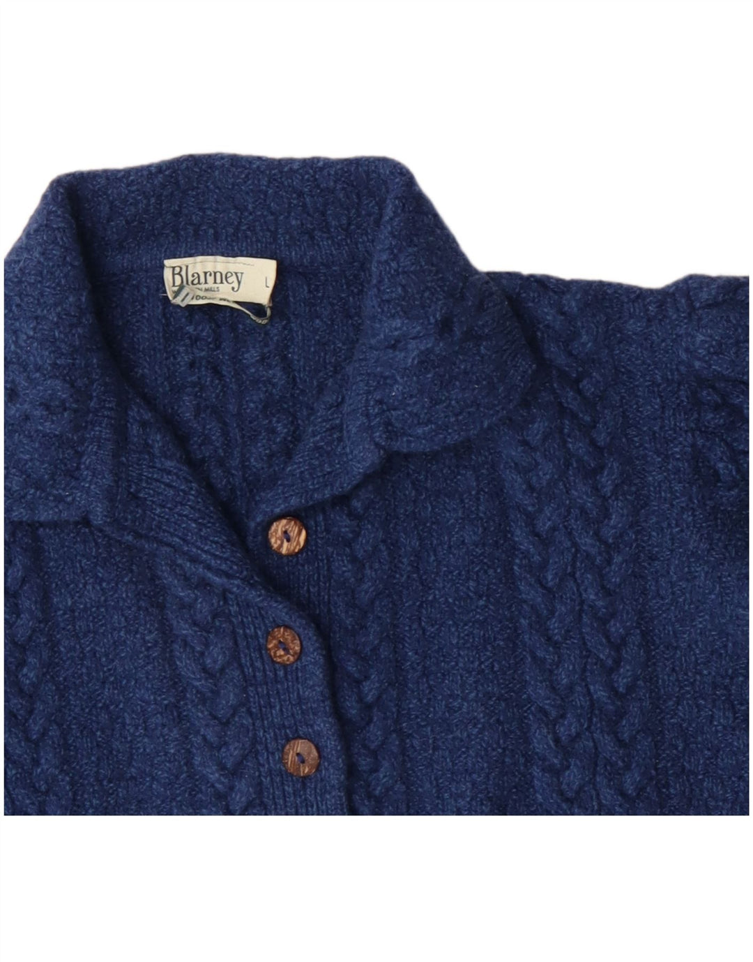 Maglione cardigan da donna Blarney UK 16 grande lana merino blu