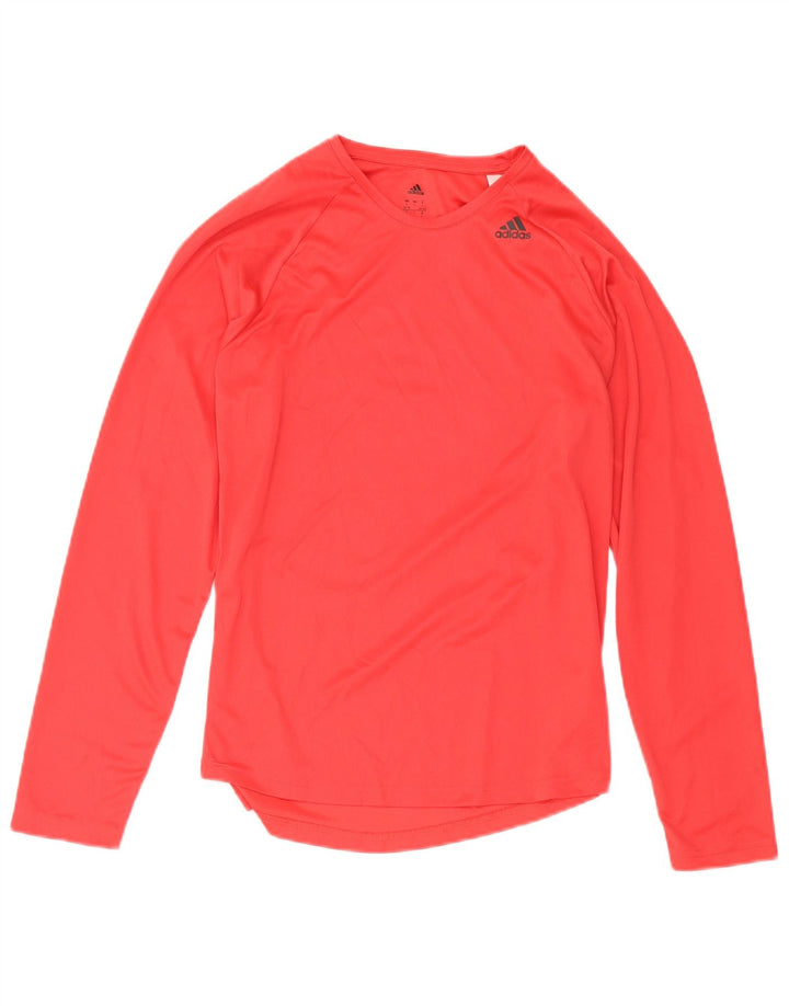 Top Adidas Climalite da donna a manica lunga UK 16/18 Large Rosso Poliestere