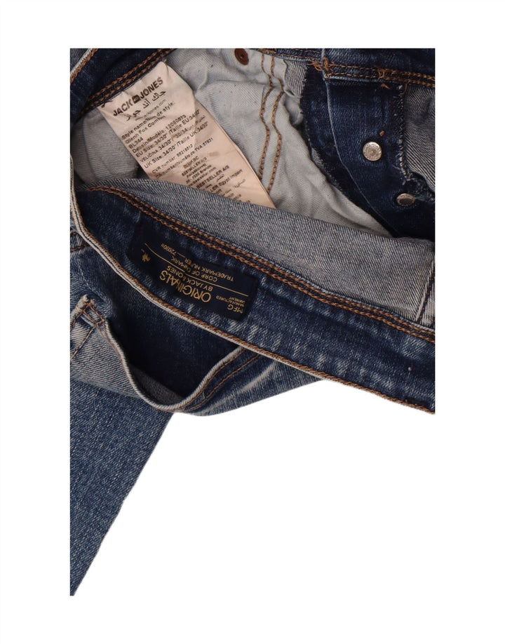 Jeans slim invecchiati da uomo Jack & Jones W34 L30 cotone blu