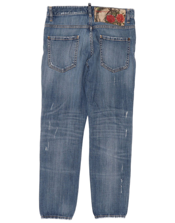 Jeans slim crop da donna Dsquared2 invecchiati IT 48 XL W32 L27 cotone blu