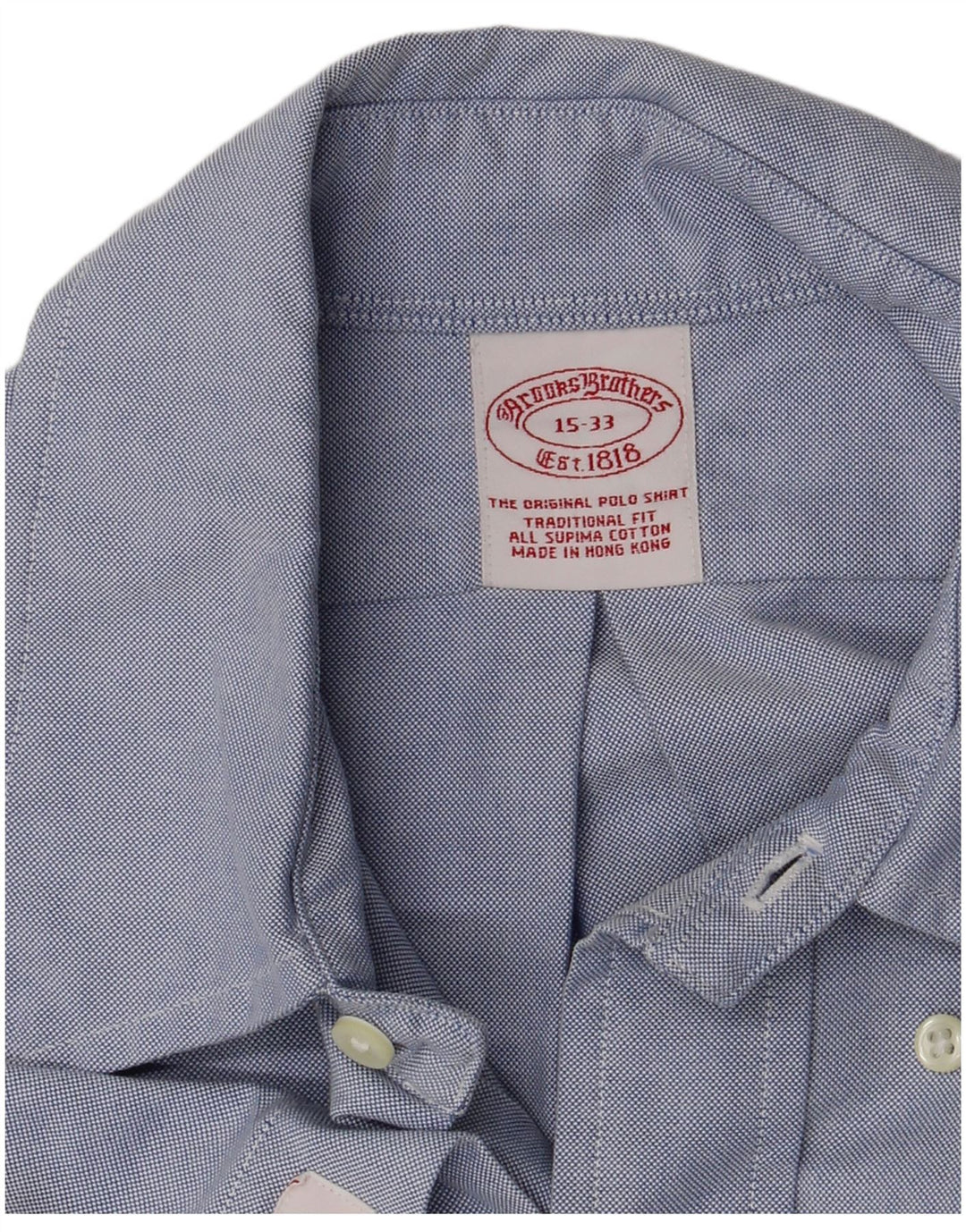 Camicia da uomo Brooks Brothers taglia 15 cotone blu medio